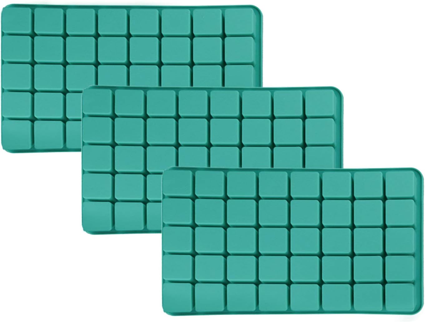 Fasmov 3 Pack 40Cavity Square Caramel Candy Silicone Molds, Chocolate