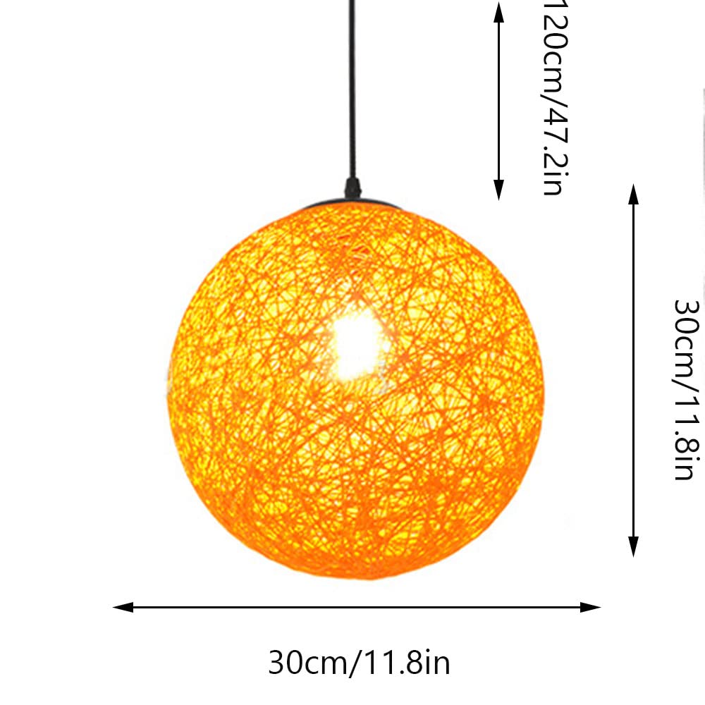 Azjatycki styl bambusowa lampa wisząca w kształcie kuli - 15,7" szeroka drewniana lampa sufitowa z regulowanym przewodem do jadalni i salonu, oświetlenie restauracji, beżowy design