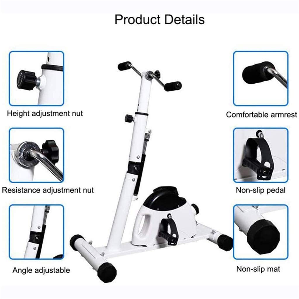 Pedal eléctrico Mini máquina de rehabilitación Ejercitador de pedal para brazo pie, equipo de rehabilitación de carrera de resistencia ajustable Ejercitador portátil Bicicleta Ejercicio de pierna Mini