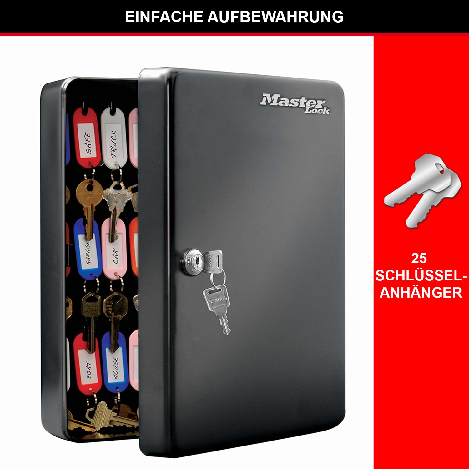 MASTER LOCK Schlüsselschrank [Schlüsselschloss] [25 Schlüsselanhängern] KB-25ML - Enthält 25 Schlüsseletiketten