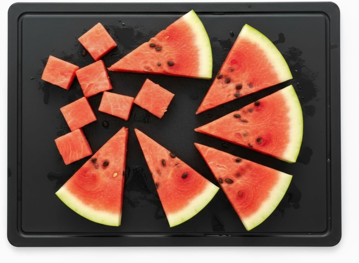 Thirteen Chefs Black Cutting Board with Juice Groove - Large 18 x 12 Inch for Meat, Grilling, BBQ and Carving, Restaurant Grade HDPE 1/2" Thick Plastic 18"L x 12"W Black