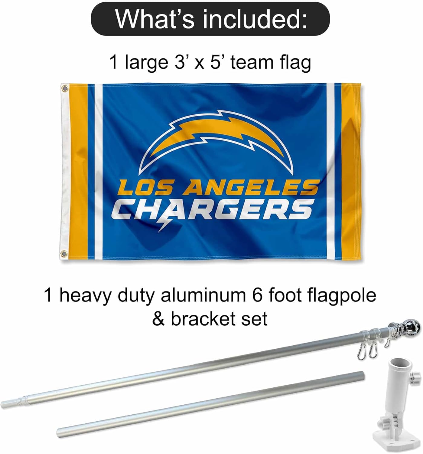 Los Angeles Chargers Flag Pole and Bracket Mount Kit