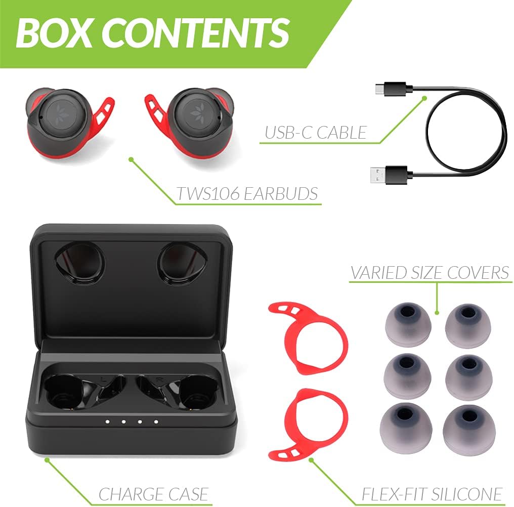Lіmіtеd Stосk Avantree Wireless Earbuds with Ear Fins for Running Sport Workout Exercise, IPX7 Sweatproof, Bluetooth 5.0 Earphones, Comfortable Snug Fit, 120Hrs, aptX Great Sound, Volume Control - TW106