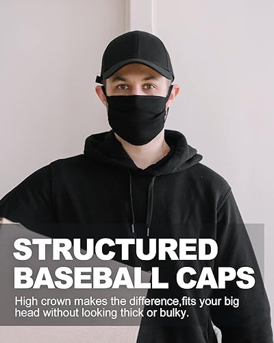 Miniatura 5 de Zylioo Gorra de béisbol XXL de corona alta, sombreros estructurados de gran tamaño para cabezas grandes, gorras atléticas ajustables