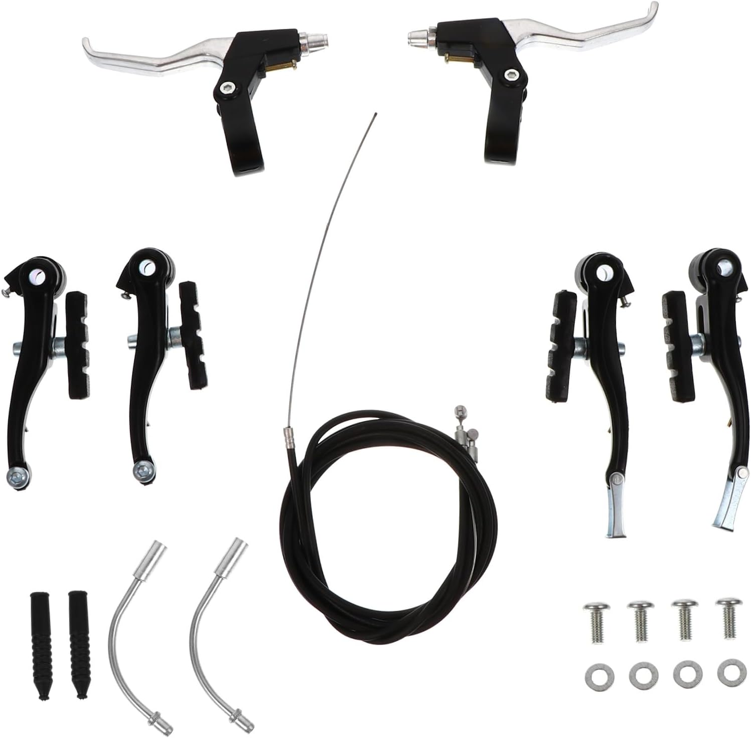 Bike Brake Lever Aluminum Dual-Pivot Brake Set with Brake Cable Full Aluminum Construction Compatible with Mountain Bikes for Cycling and Outdoor Riding