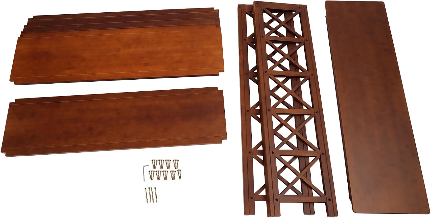 6-Tier Vintage Brown Bamboo-Wood Shoe Rack, 44 lbs Per Shelf Heavy Duty Free Standing Organizer, Holds 24+ Pairs Shoes for Entryway, Hallway, Closet, Living Room Storage