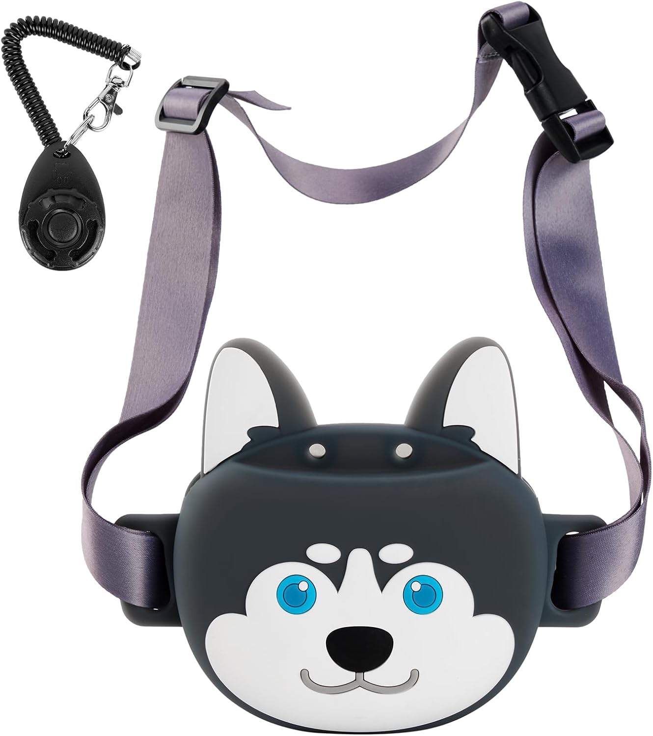 Dog Treat Pouch with Clicker Magnetic Closure, Silicone Fanny Pack for Pet Training,Adjustable Waist Belt, Leak-Proof, Ideal for Walking Training (Husky)