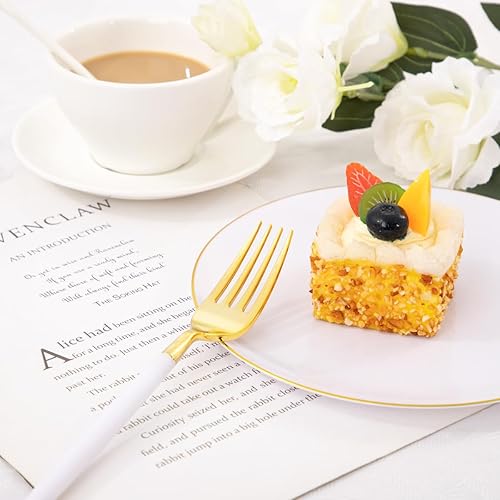 Miniatura 9 de I00000 72 platos de postre de plástico blanco de 7.5 pulgadas con 72 tenedores desechables de 8.5 pulgadas, platos de postre blancos desechables,