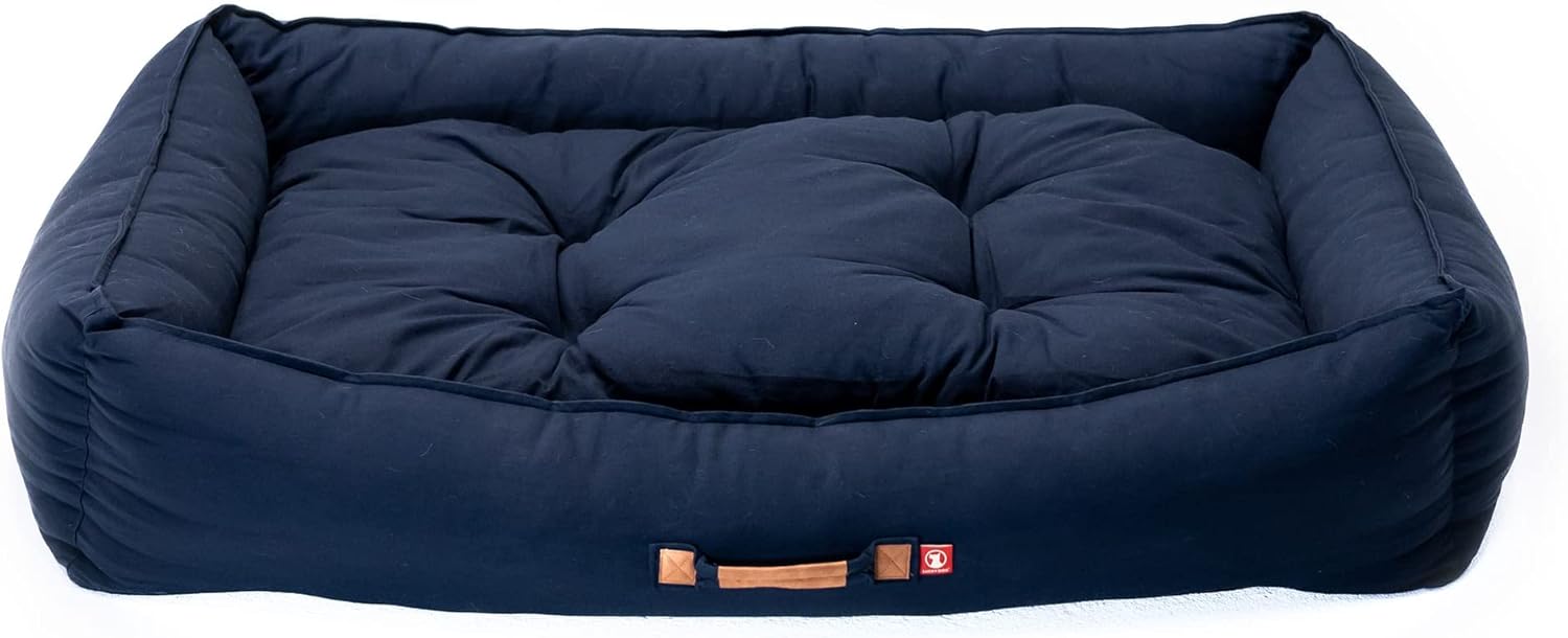 Lucky Dog Drift Series Nesting Bolster Dog Bed | Pillow Insert | Machine Washable | 30" | Navy