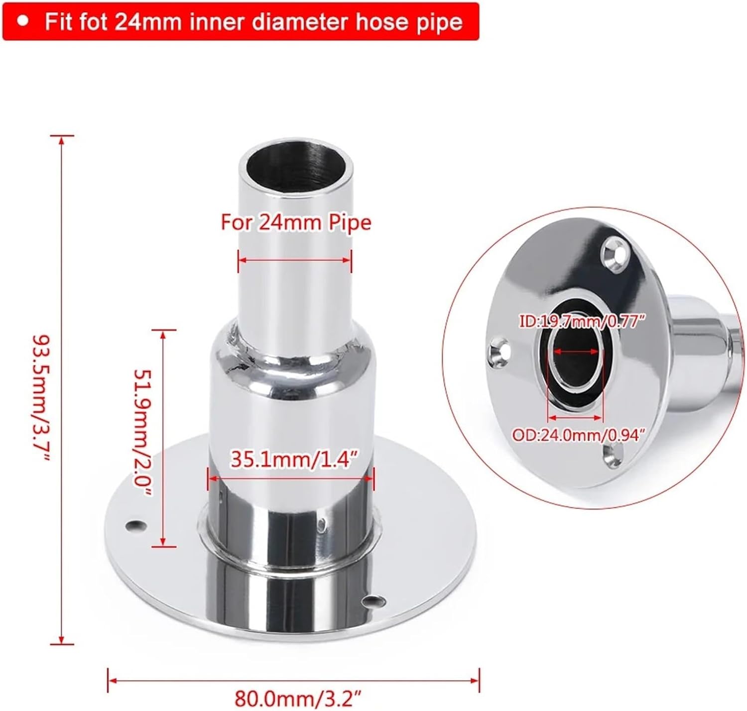 Thru Hull Fitting Stainless Steel Thru Hull Exhaust Skin Fitting Tube Pipe Socket Hardware Part of Air Diesel Heater For Boats(Angled)