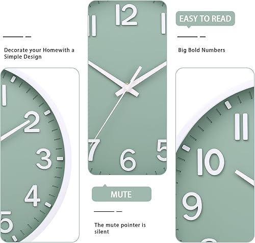Miniatura 3 de Reloj de pared moderno de 10 pulgadas, funciona con pilas, reloj de pared silencioso sin tictac para sala de estar, dormitorio, cocina, oficina,