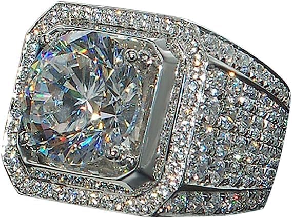 LRESJJIUJ Clearance! Luxury Sapphire Diamond Engagement Band Charming Crystal Rings for Womens & Mens