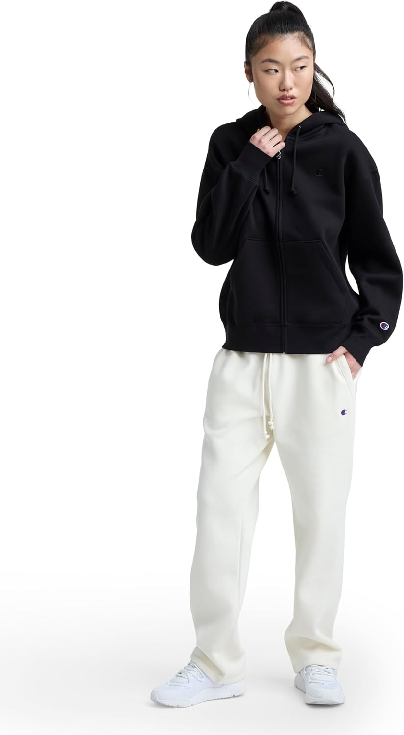 Champion Women's Full Zip Fleece Hoodie, Loose Fit, Midweight, C Logo, Available in Regular and Plus