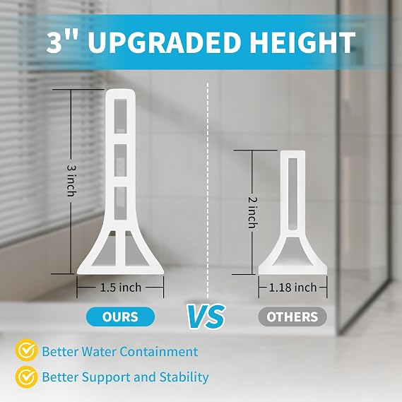 3 High Collapsible Shower Threshold Water Dam 67/1.7M Water Stopper Barrier Keeps Water Inside Threshold Dry and Wet Separation for Bathroom Kitchen Sink Bathtub