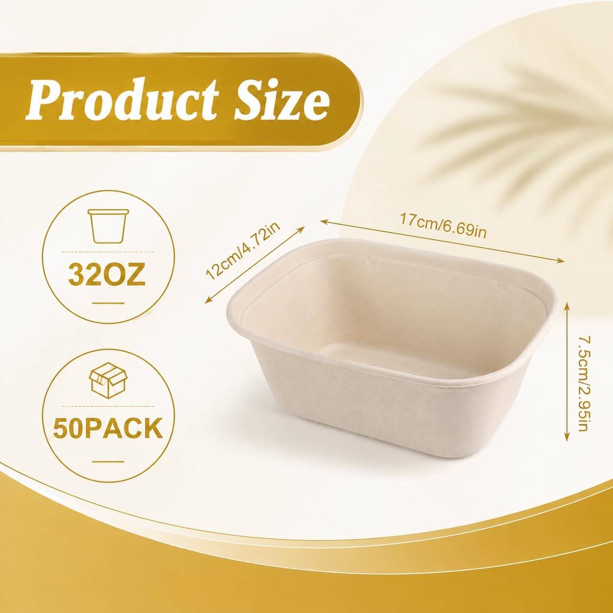 Jeffbaubl 50 Pack Large Paper Bowls with Lids,Disposable Bowls,32 OZ,Brown image 2