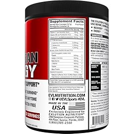EVL BCAA Lean Energy Powder - Pre Workout Green Tea Fat Burner Support with BCAAs Amino Acids and Clean Energizers - BCAA Powder Post Workout Recovery Drink for Lean Muscle Recovery - Fruit Punch