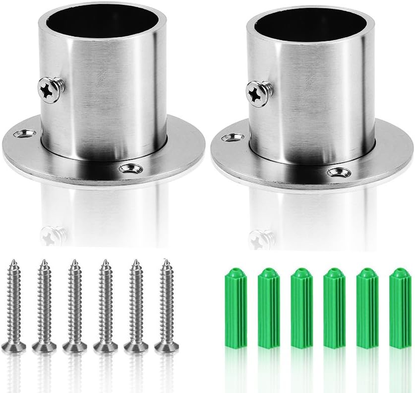 Flange Rod Holder, Stainless Steel Pole Rod Socket, Heavy Duty Flange Set for Closet, Easy Installation & Quick Removal(26mm)