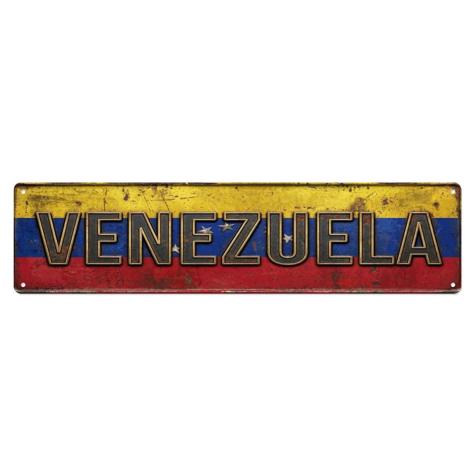 Vintage Venezuela Flag Pattern Metal Tin Sign