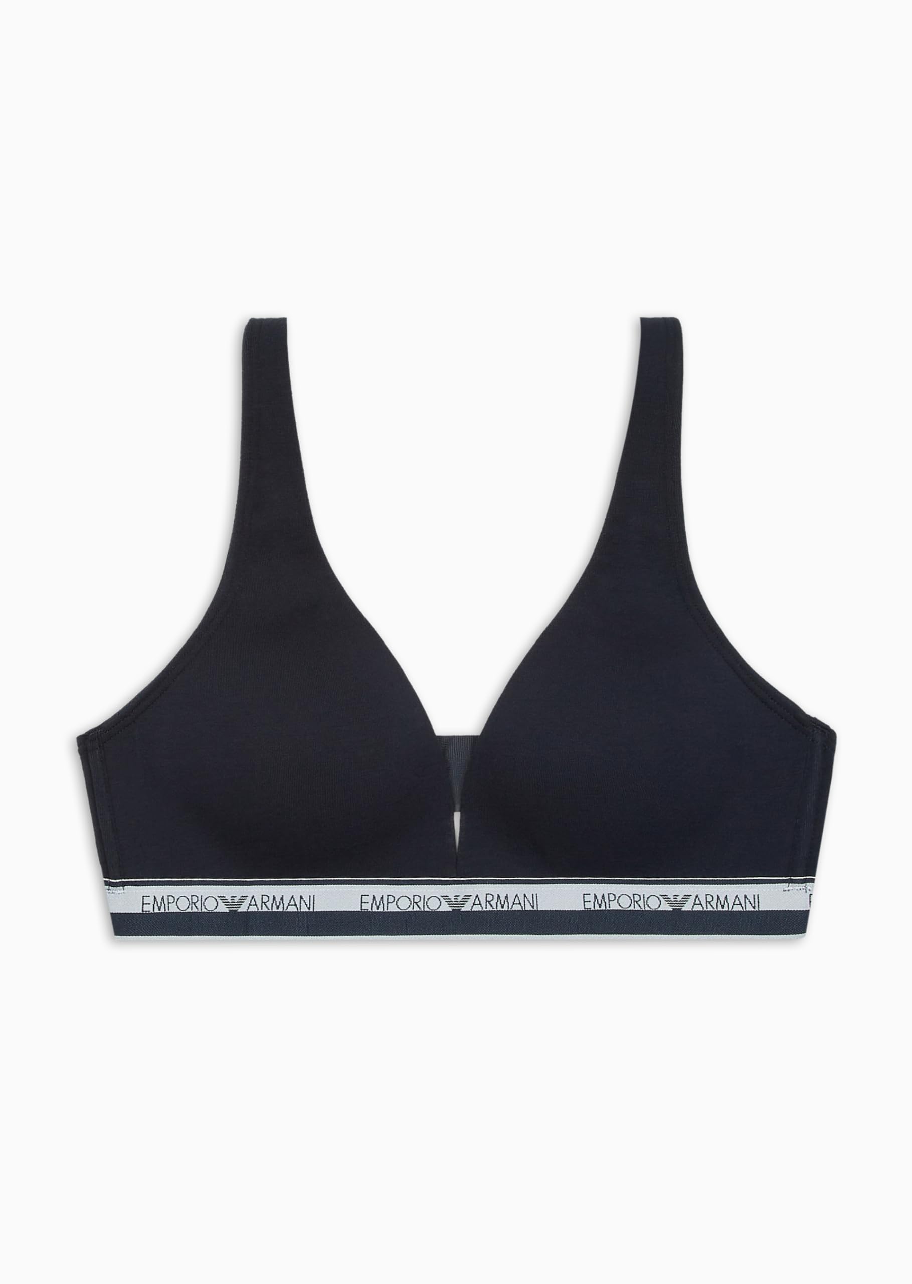 Emporio Armani Women's Stretch Cotton Logoband Padded Triangle Bra, Marine, M