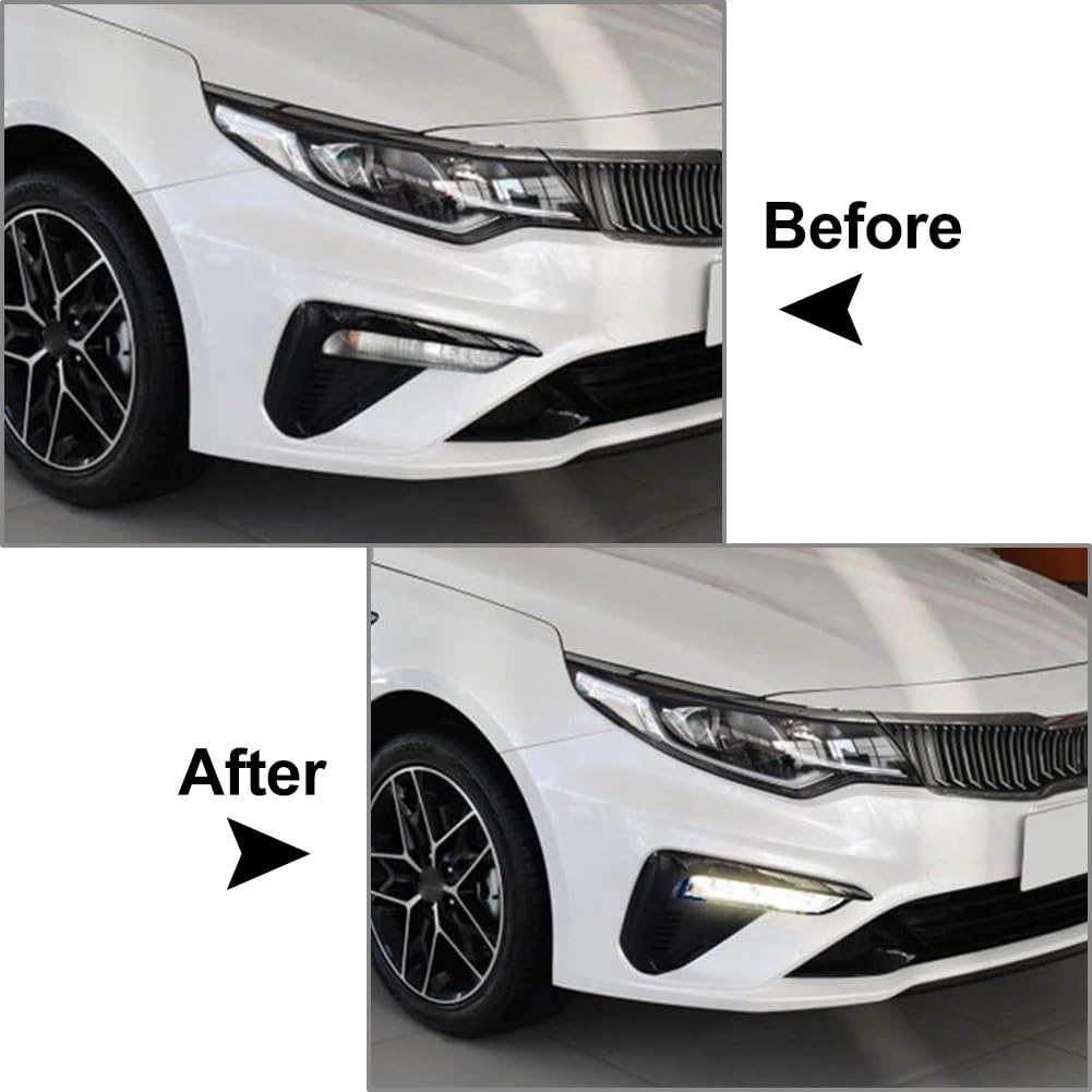 Liru 2 Pcs Front Fog Light Daytime Running Lights Driving Lamps ABS White+Yellow for KIA Optima K5 2019-2020