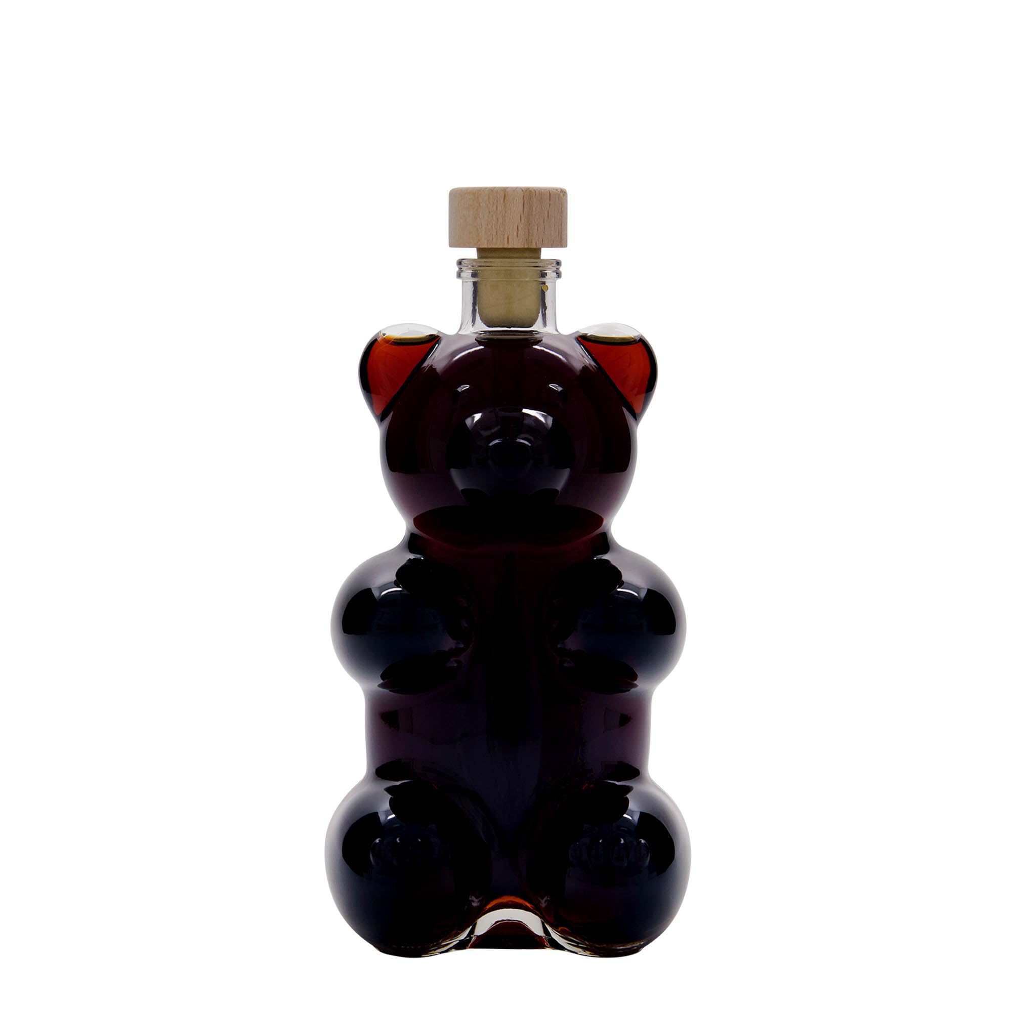 12er Set 350 ml Glasflasche Bär aus Klarglas mit Griffkorken aus Holz für Liköre Spirituosen Säfte kreative Geschenkideen und dekorative Abfüllungen