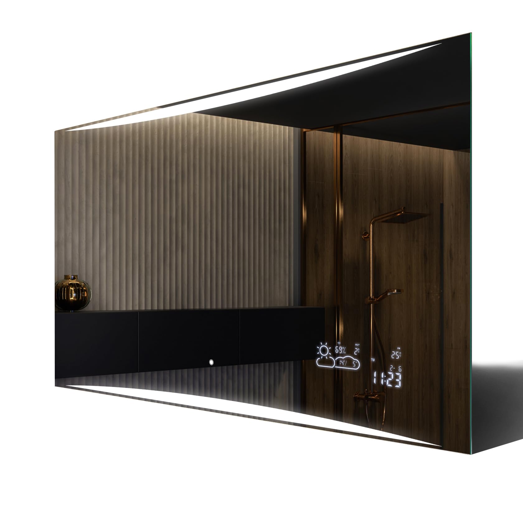 FORAM Badspiegel mit Beleuchtung - Led Spiegel Bad - 120x70 - Badezimmerspiegel Nach Maß - auf Individuelle Bestellung Gefertigt - Modernes Design - Ohne Rahmen