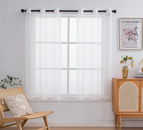 PI - Cortinas traslúcidas con paneles pequeños, cortina transparente para ventana de cocina, mirador, 2 paneles (52 pulgadas de ancho x 63 pulgadas