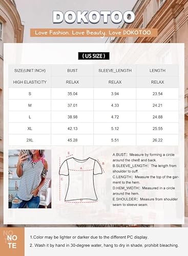 Dokotoo Women's Summer Cute Leopard Print Patchwork Striped Short Sleeve Casual Loose Crewneck Cold Shoulder Tops Shirts For Women Tunic Blouses Black 2Xl #TOP5