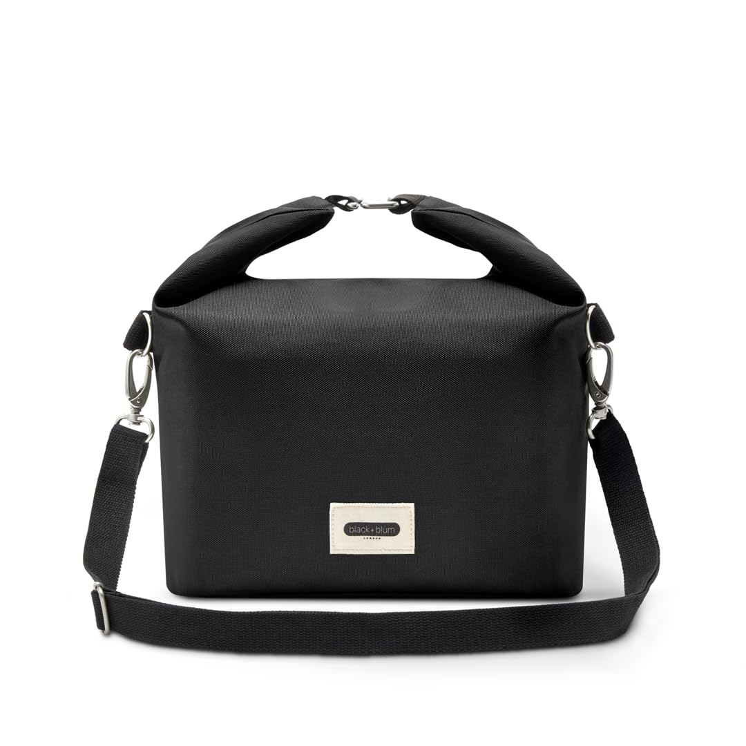 Black+Blum Insulated Lunch Bag 10L - Recycled Roll Top Cool Bag with Shoulder Strap, Leak Proof Thermal Cooler for Women & Men, Reusable Packed Meal Carrier, BPA Free, Black