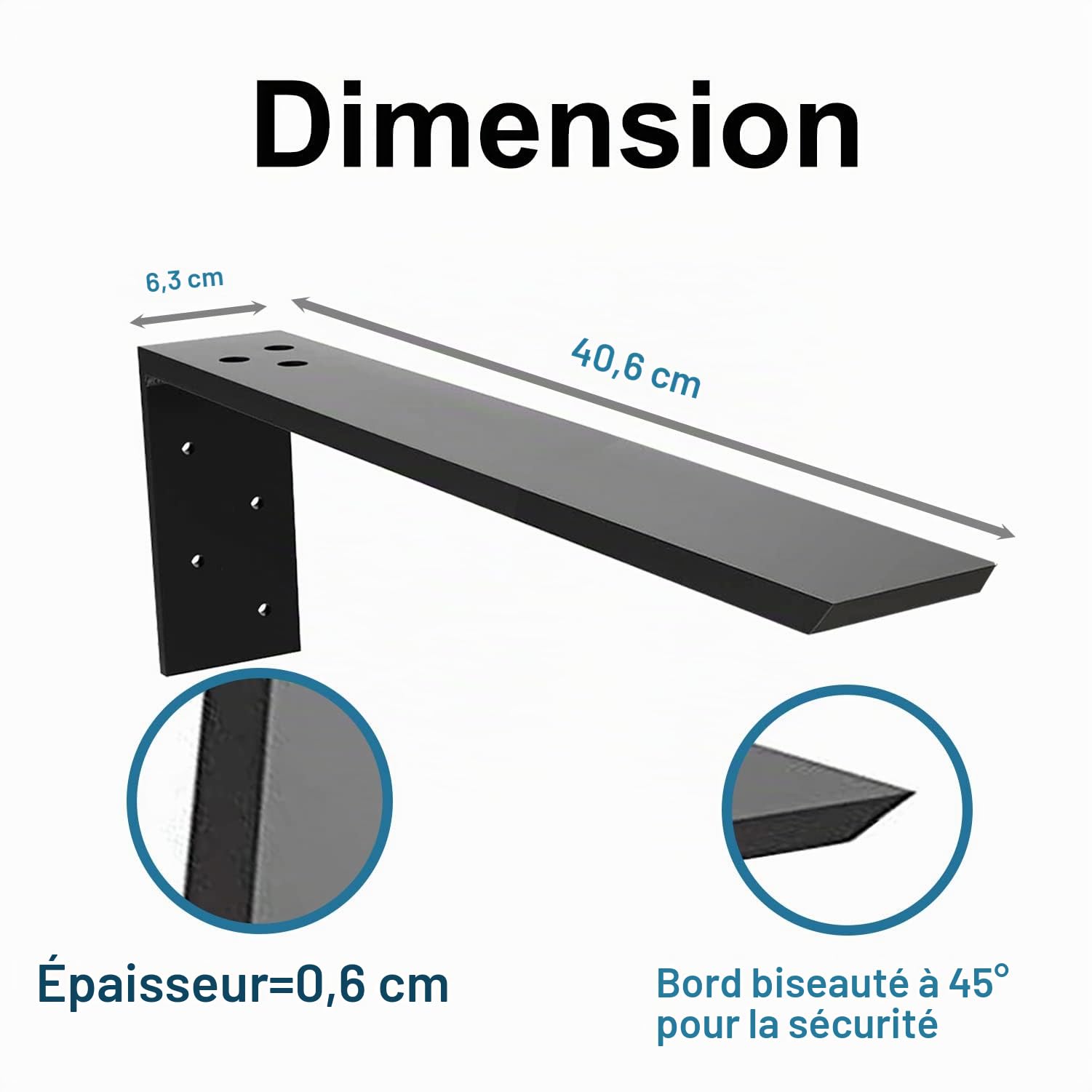Countertop Support Bracket 2 Pack Heavy Duty Granite Hidden Forward L Shelf Bracket 16" x 6" x 2 1/2" Metal Corbels for Quartz/Wood/Concret/Laminate Countertops