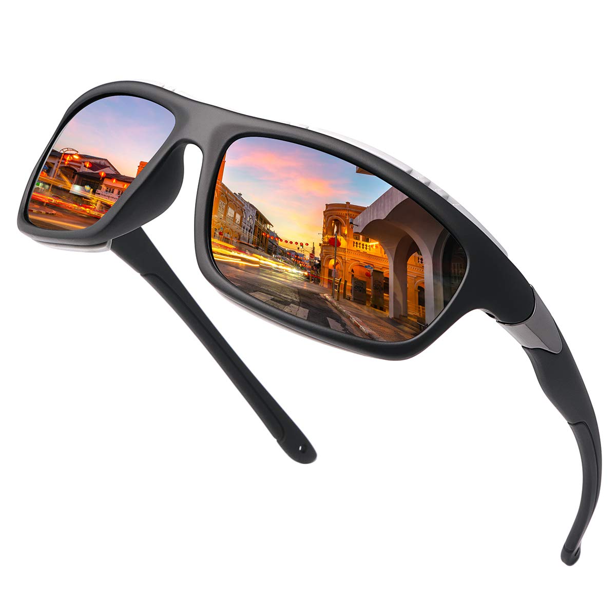 LJIMI Gafas de sol polarizadas Gafas deportivas 100% protección UV400 CAT 3 CE para hombres y mujeres ciclismo pesca MTB running conducción golf bicicleta deportes al aire libre súper ligero montura
