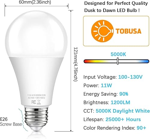 Miniatura 6 de Bombillas para exteriores del atardecer al amanecer equivalentes a 100 vatios, bombilla con sensor de encendidoapagado automático de 11 W, luz