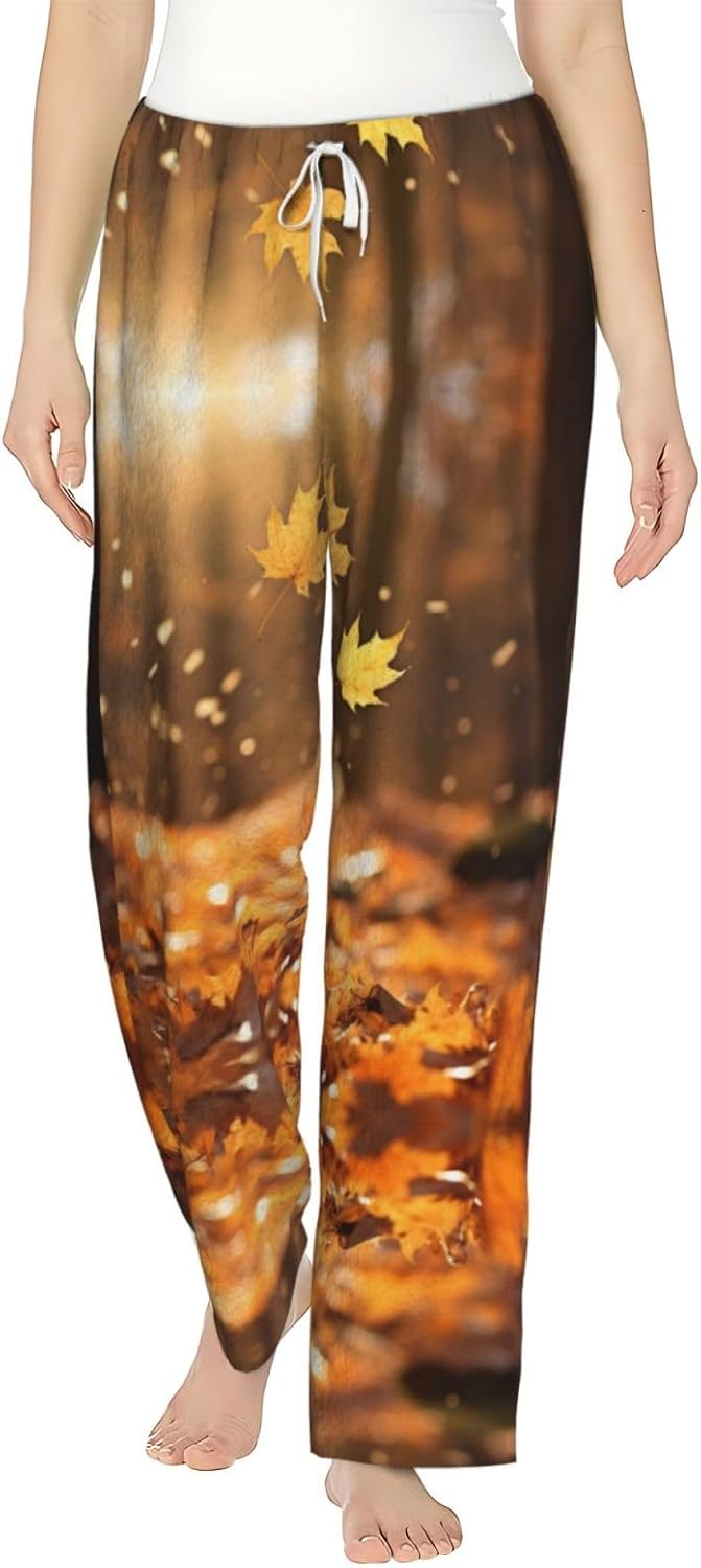 Fall Trees Autumn Print Cozy Christmas Pajama Pants,Flannel Pajama Bottoms,Cater To Various Body Types