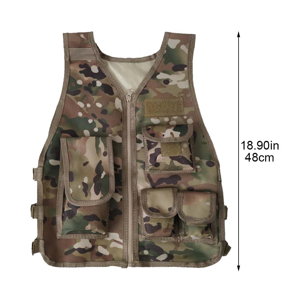Chaleco Deportivo para Niños, Chaleco De Camuflaje, Chaleco Deportivo con Múltiples Bolsillos, Entrenamiento De Combate De Campo, Juegos Aire Libre