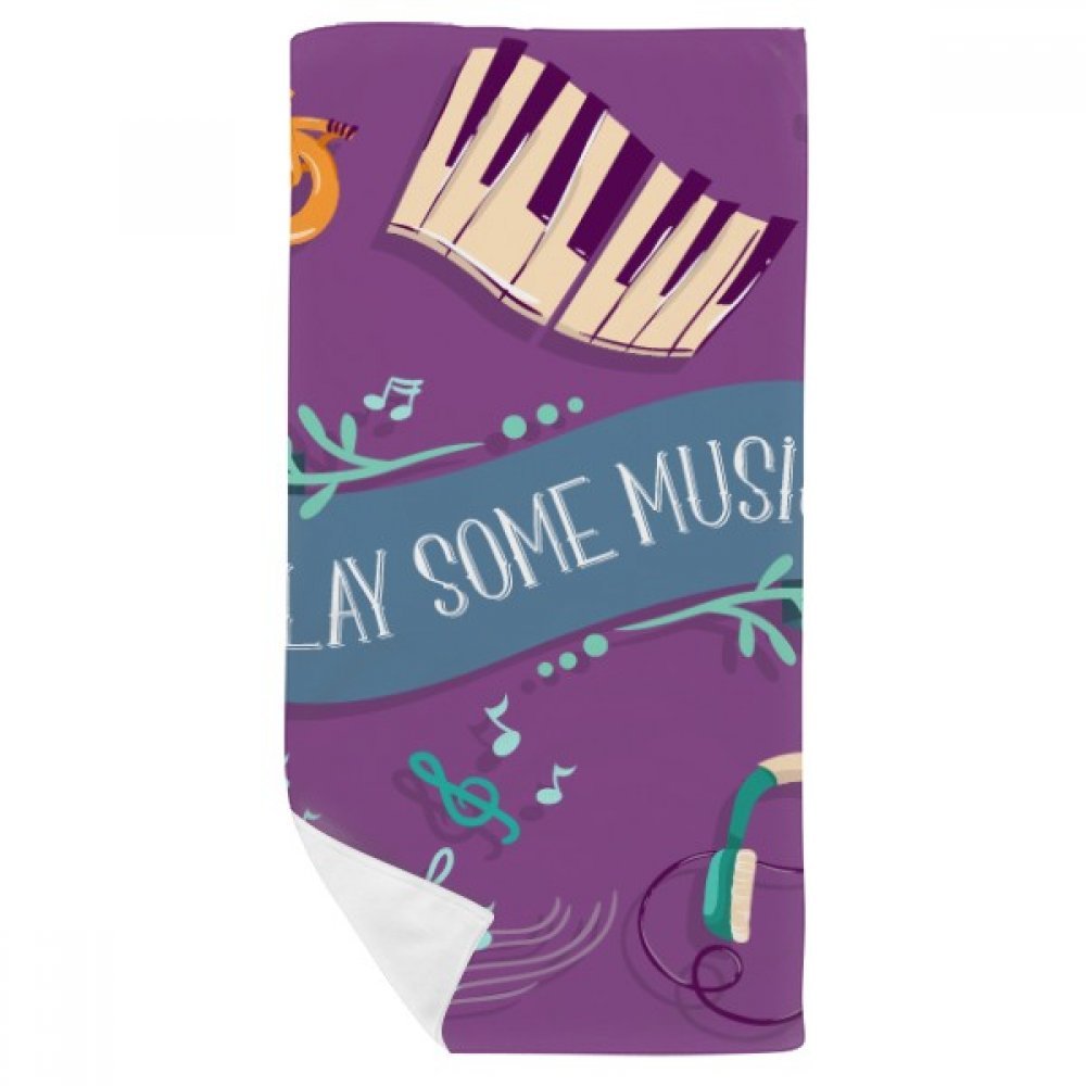 Serviette de bain et gant de toilette multicolor piano électrique musique 35x70cm
