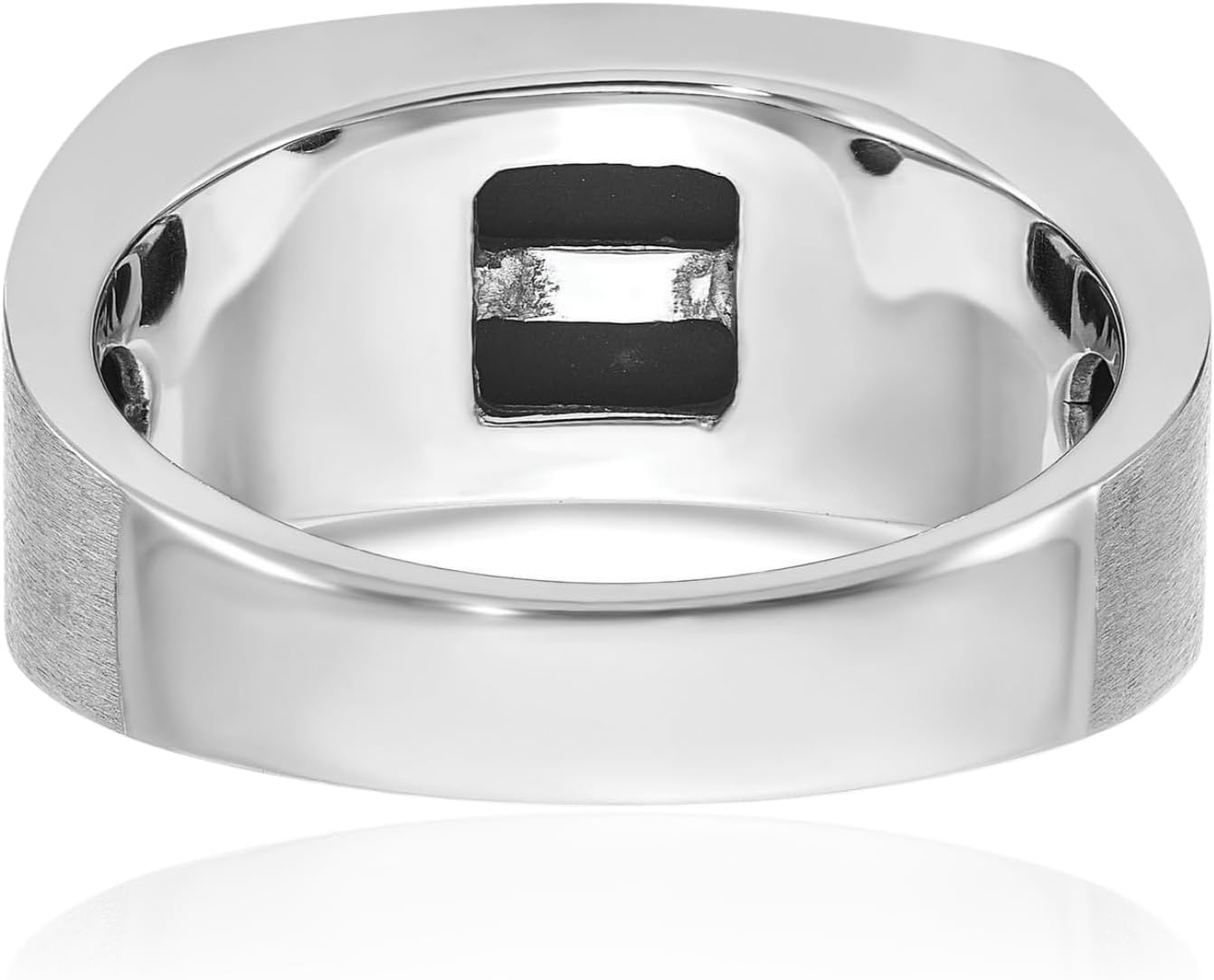 IceCarats 14K Solid White Gold 3 carat Black Onyx Two Row Statement Fashion Ring Prong Set, Brushed Geometric Matte