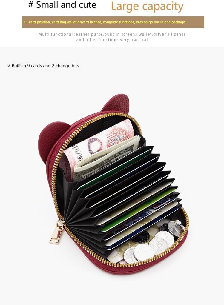 Wallet Card Holder, RFID Blocking Purse,Cute Elephant Small Minimalist Leather Credit for Women, Girls, Ladies (Brown) - Image 4