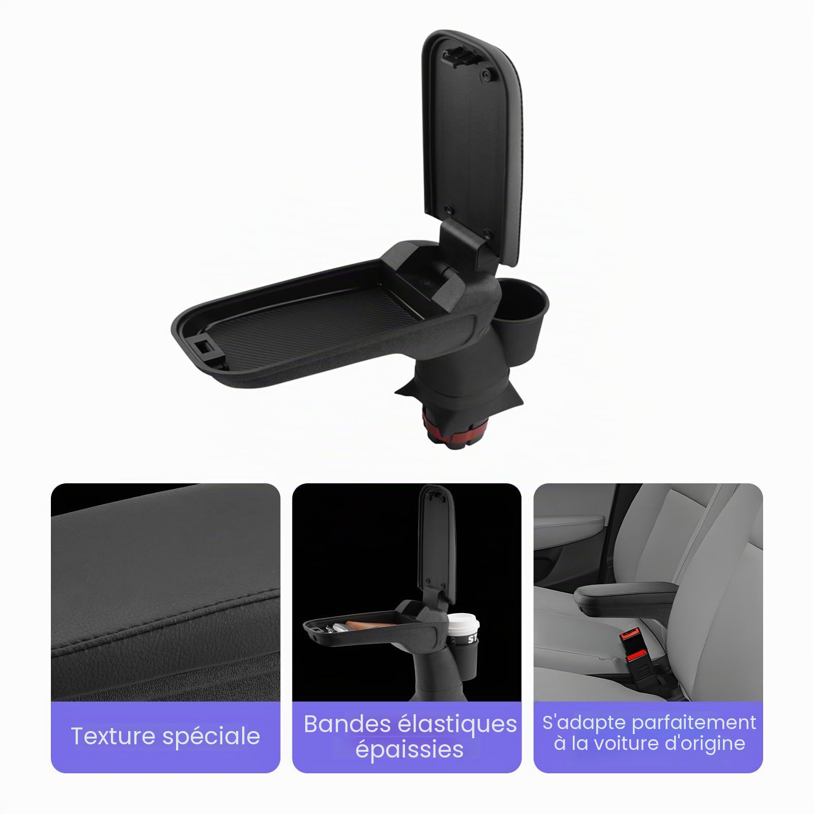 LUWU Compatible avec Leapmotor T03 2024 2025 2026 Accoudoirs de voiture T03 Console centrale Boîte de rangement avec grand compartiment de rangement et porte-gobelet Leap Moteur T03 Accessoires