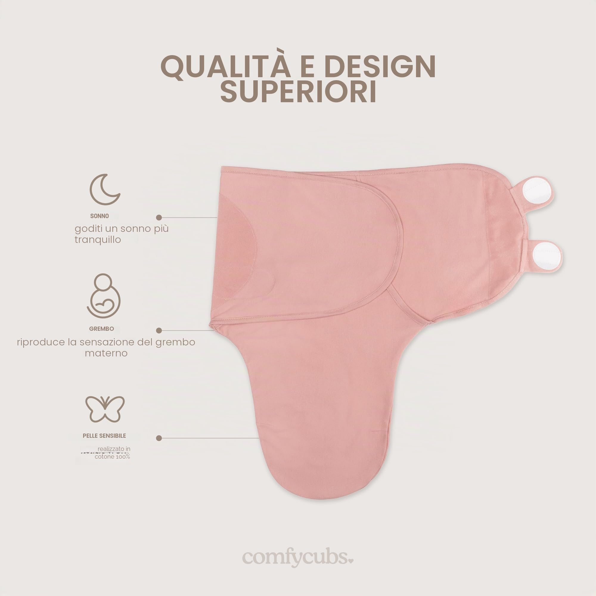 Comfy Cubs Coperta per bambini, coperta fasciante 0-3 mesi, essenziale per neonati, sacco nanna avvolgente, 100% cotone traspirante, per neonati e ragazze, regolabile, confezione da 3 (rosa, malva,
