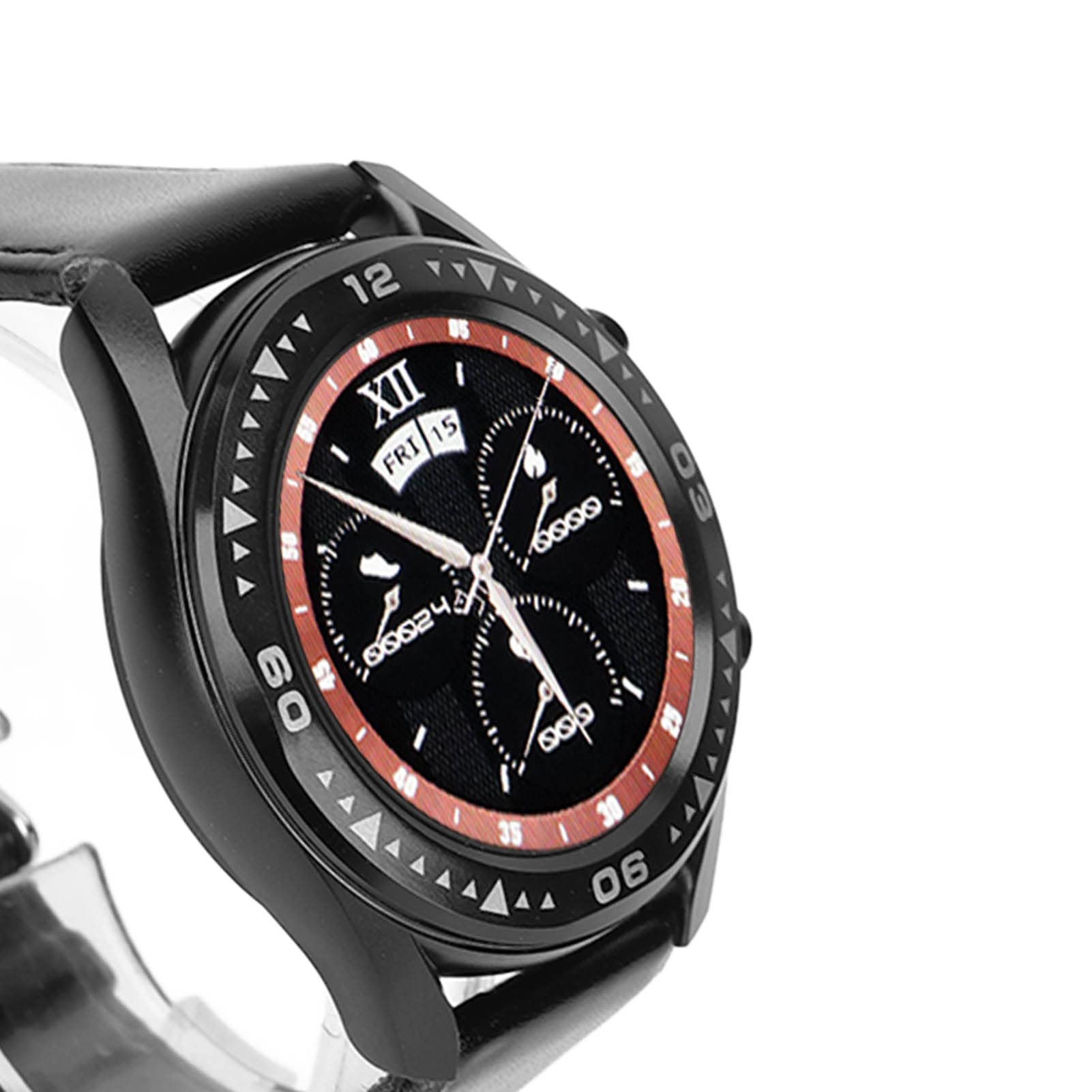 Orologio Intelligente, Monitor Sanitario Multifunzionale Ed Elegante per gli Appassionati di Sport, Pelle Nera e Gomma 47 Mm