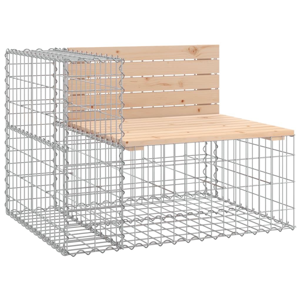 Banco de jardín de madera maciza de pino con base de gavión, 184 x 71 x 65,5 cm, robusto, banco para exteriores, para jardín, terraza y balcón