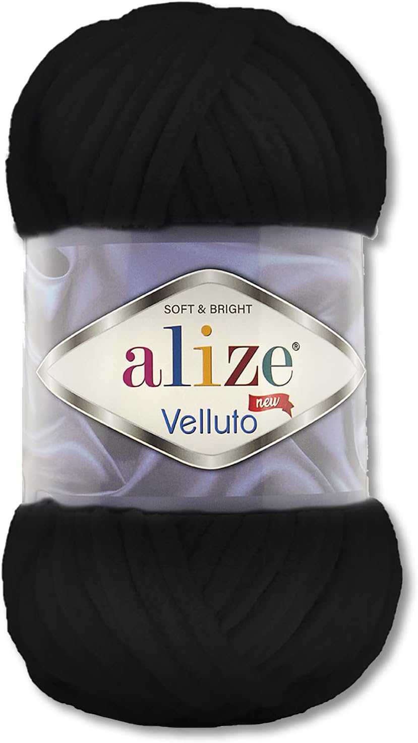 Wohnkult 100 g Alize Velluto Wool in 30 Selections (60 | Black)
