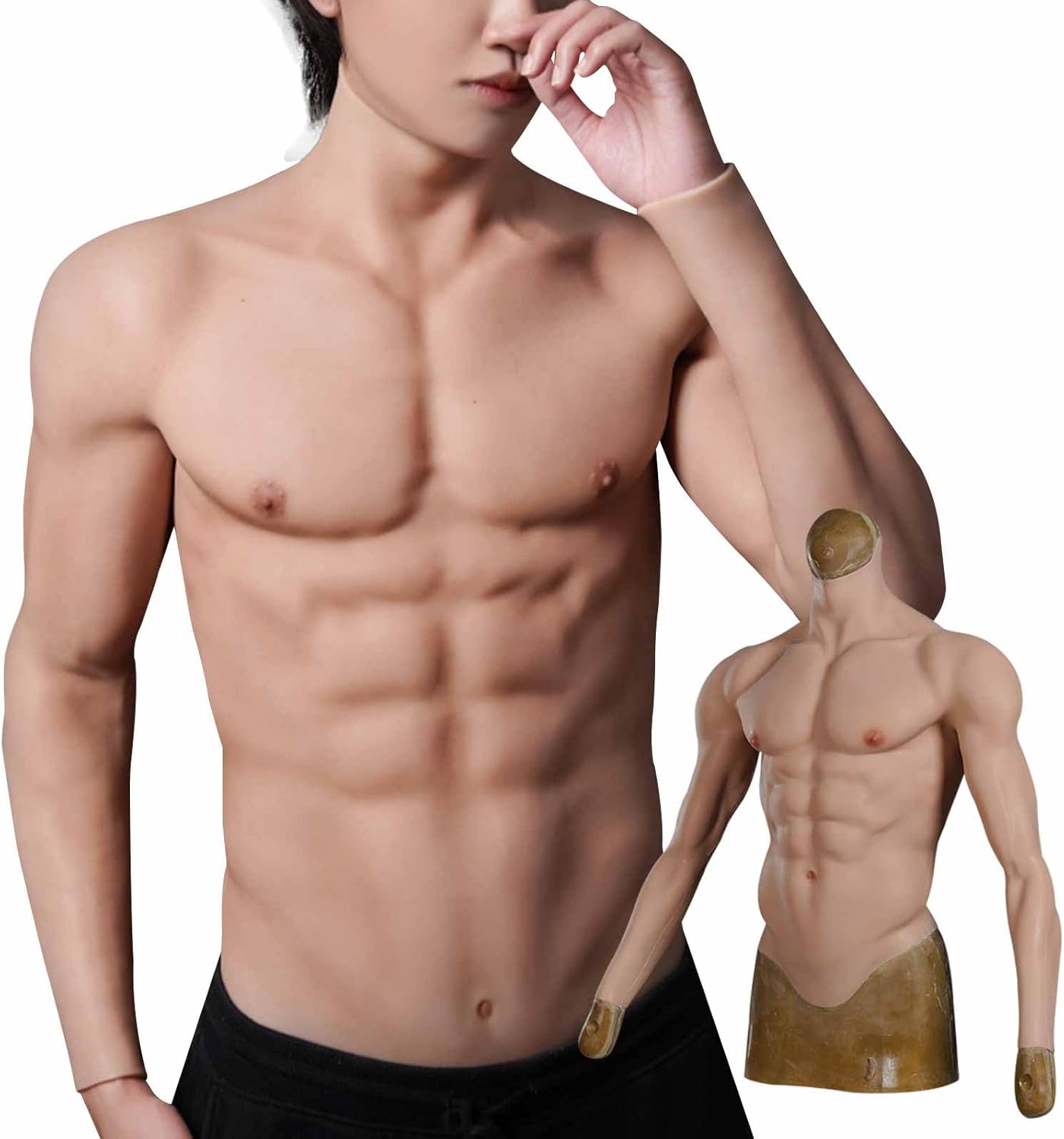 Silicone Muscle Suit Long Sleeve Simulation Muscle Fake Chest Bodysuit Costume Shaper Stronger for Cosplay