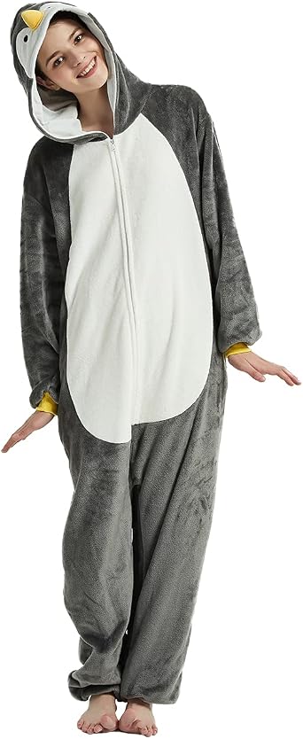 ABENCA Penguin Onesie Adult Animal Costume Women Pajamas Plush One Piece Cosplay Halloween Christmas
