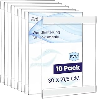 GOYAPRINT Packung 10 Stück Selbstklebend Wandhalterung für Dokumente, Wandhalter für Prospekte, Plakathalterung, Plakatwand, Plakatdisplay Ideal für Geschäfte und Büros (10 Stück)