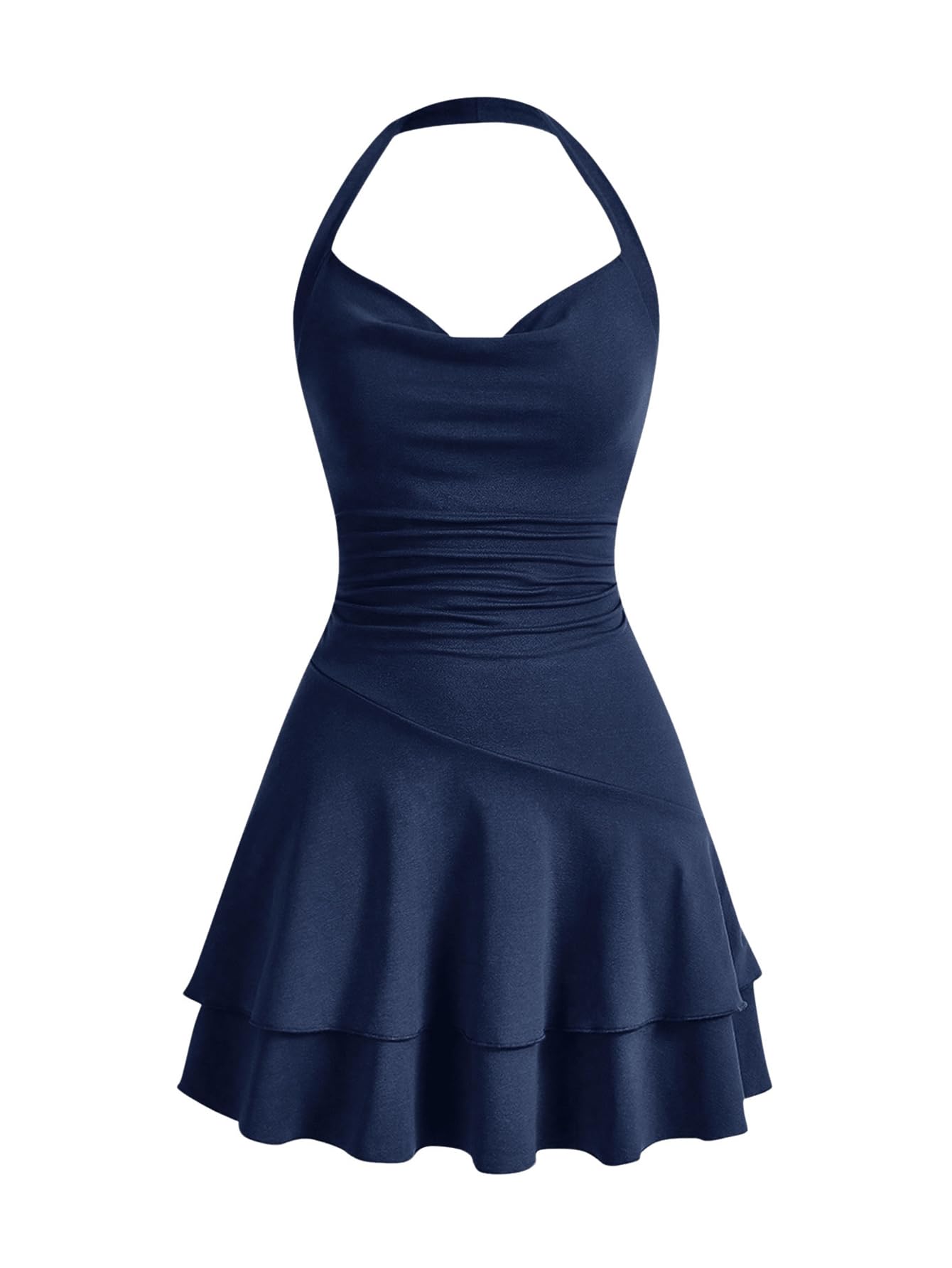 SweatyRocks Damen A Linien Kleid Neckholder Kleid Rückenfrei Partykleid