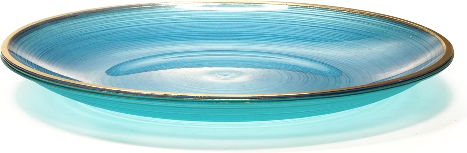 OCCASIONS 50 Plates (25 Guests) Blue and Gold Disposable Plastic Plate Set for Wedding Party - 25x10'' Dinner + 25x7'' Salad - Belize in Blue & Gold