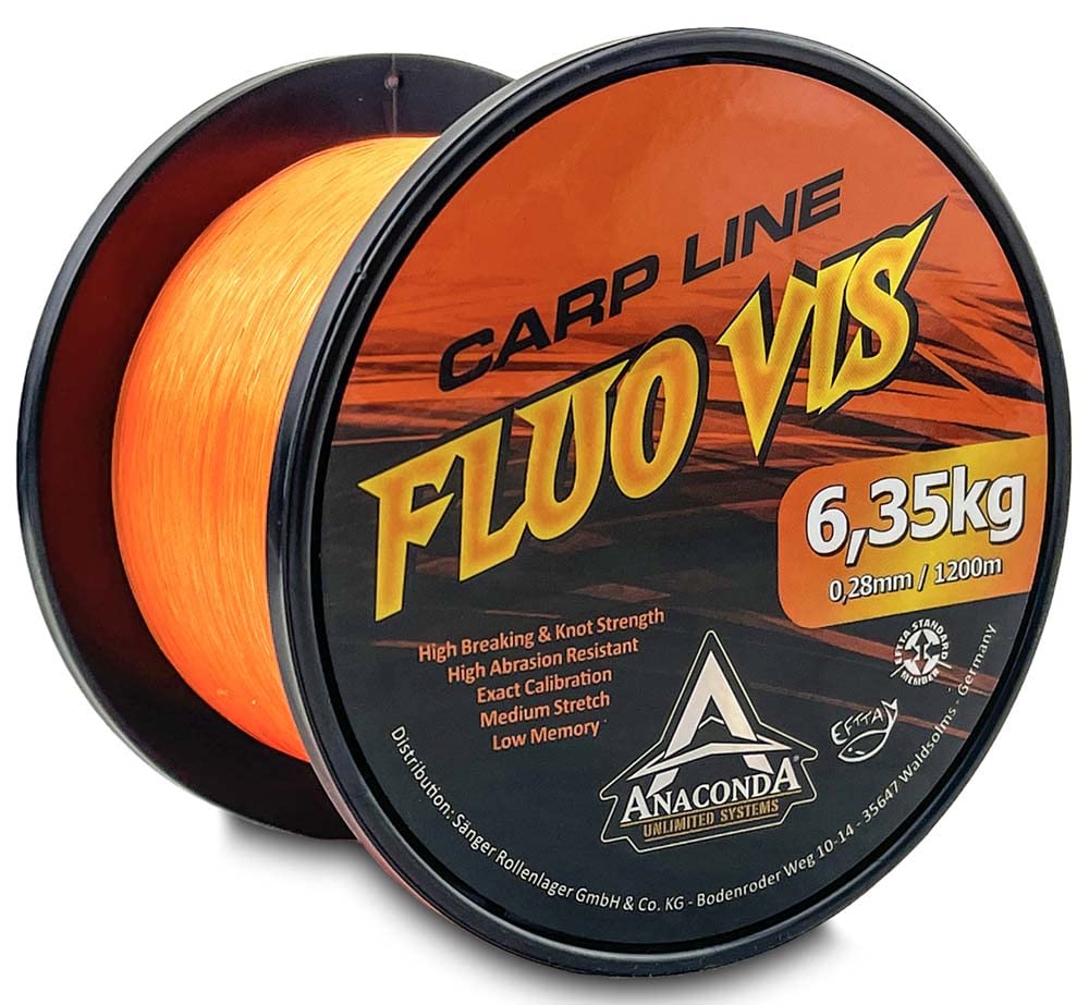 ANACONDA Fluovis Orange Carp Line – 1200 m, Ø 0,36 mm