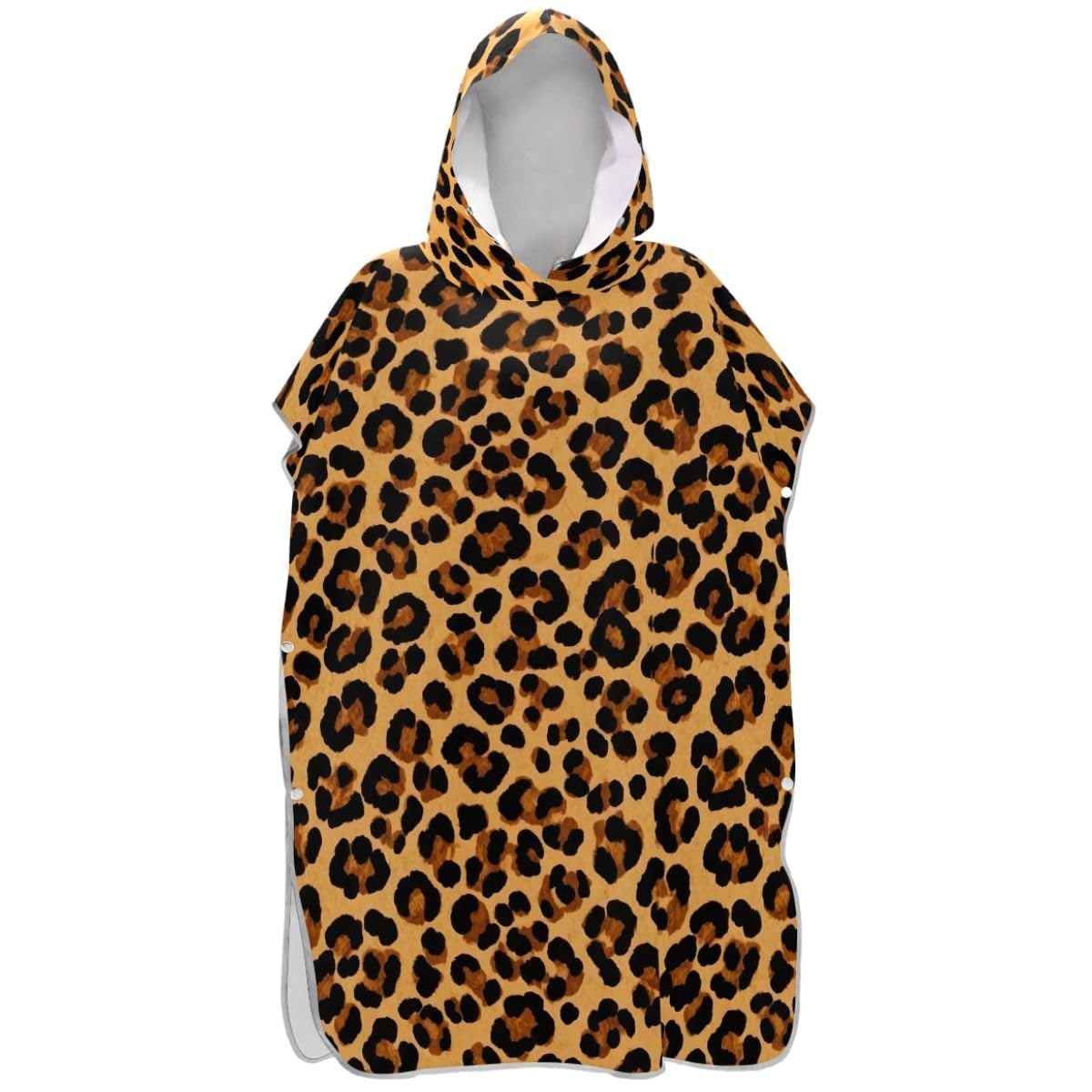 Poncho de surf absorbant et peignoir à capuche léopard marron pour adulte