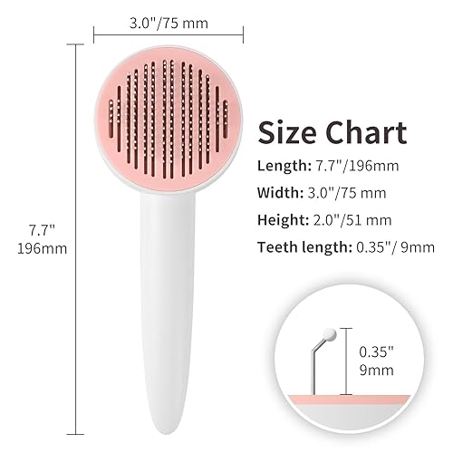 Miniatura 2 de HYPERSPACE Cepillo de pelo para gatos de interior, cepillo de aseo de mascotas con botón de liberación, cepillo deslizante autolimpiante para perros